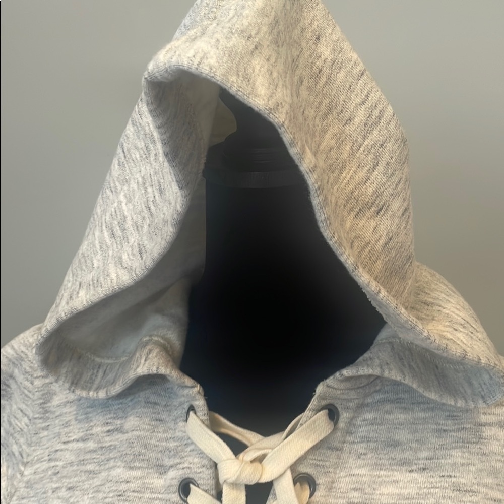 Gray Lace-Up Hoodie Top short sleeve madewell brand - Picture 3 of 3